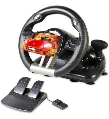 Serafim モバイルゲーミングコントローラー スマホゲームパッド ゲームコントローラー ステアリングコントローラー スマホ、iOS、Android、PS4、PS3、Switch、ゲーム機、PC、パソコン向けハンドルコントローラー: Serafim R1+