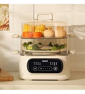 スチームクッカー 2段 電気蒸し器 多機能 9.3L 1台5役 朝食用機械 卵蒸し器 上下同時調理 コンパクトフードスチーマー 蒸し器 電気 家庭用 茹で卵メーカー 24H予約タイマー おしゃれ フードスチーマー ミニスチーマー
